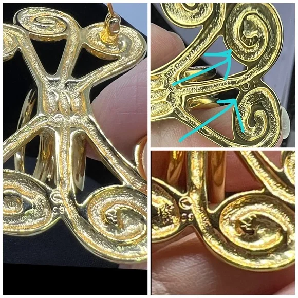 Unique Abstract Vintage Spiral Scarf Ring/Brooch - Picture 4 of 8